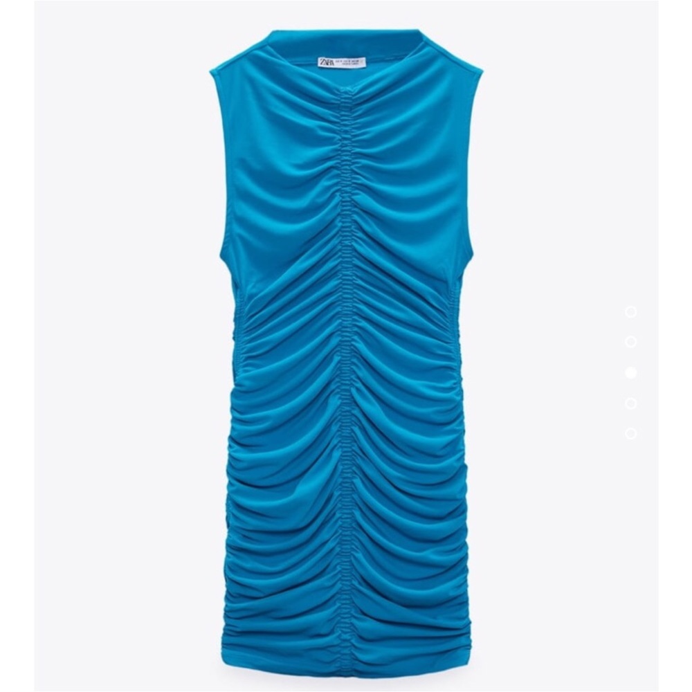 Zara Blue Ruched Mini Dress - Picture 4 of 9